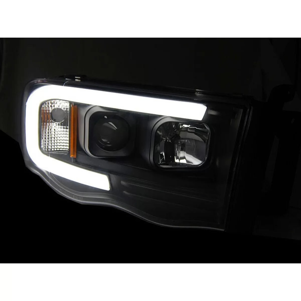 Fari Anteriori Tubolari Neri per Dodge Ram 02-06