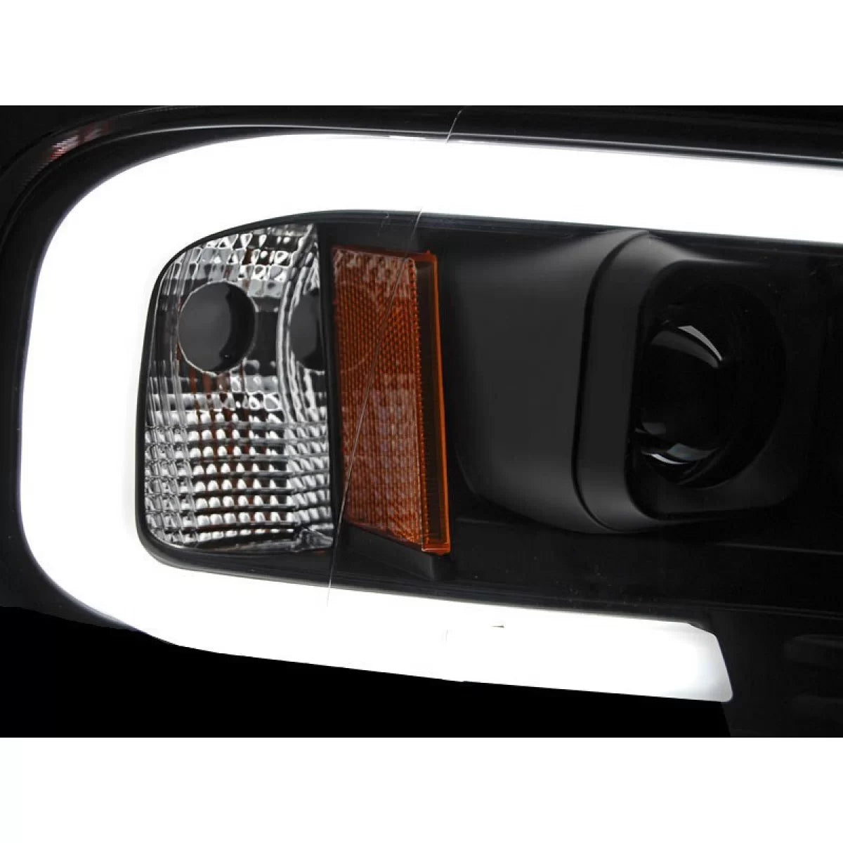 Fari Anteriori Tubolari Neri per Dodge Ram 02-06