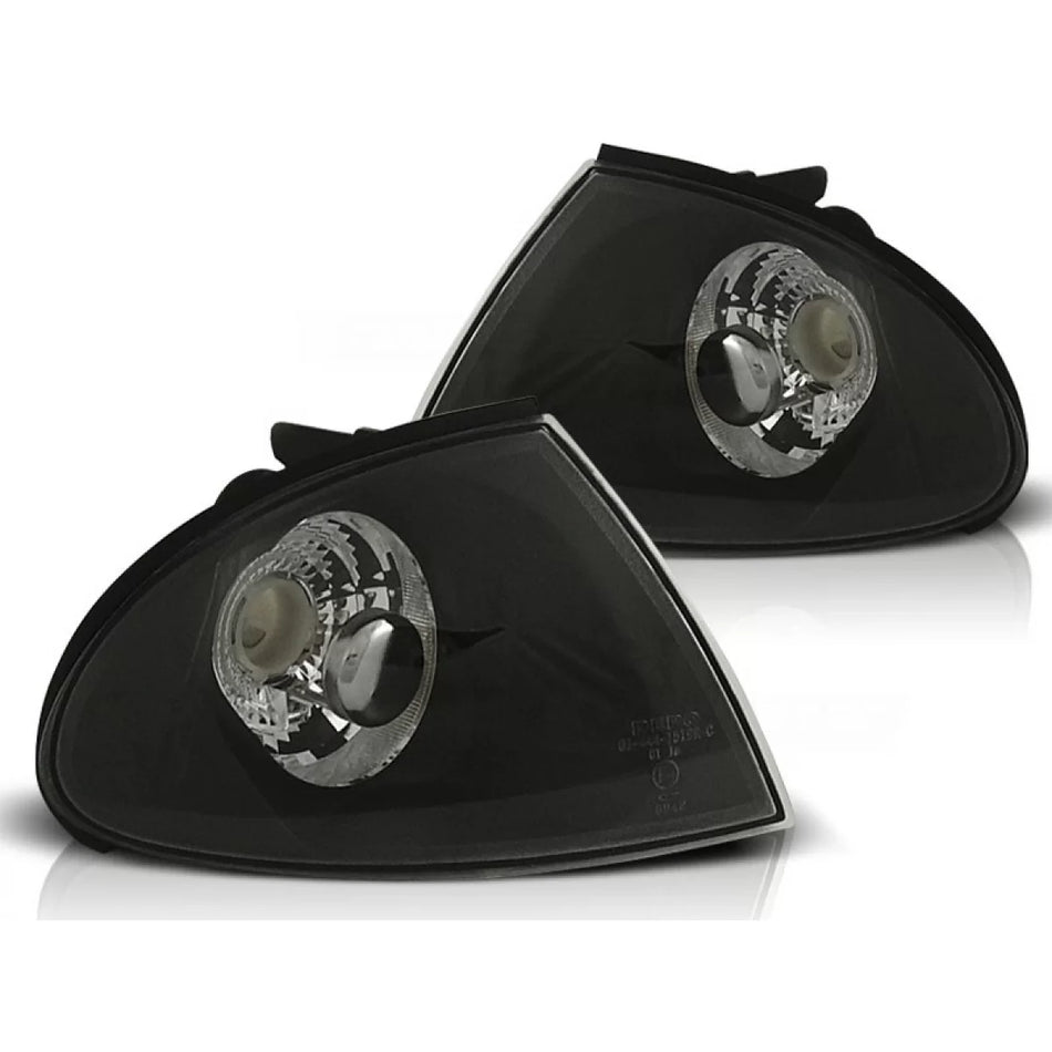 Set Indicatori Tuning Anteriore Nero Sinistro Destro per BMW Serie 3 E46