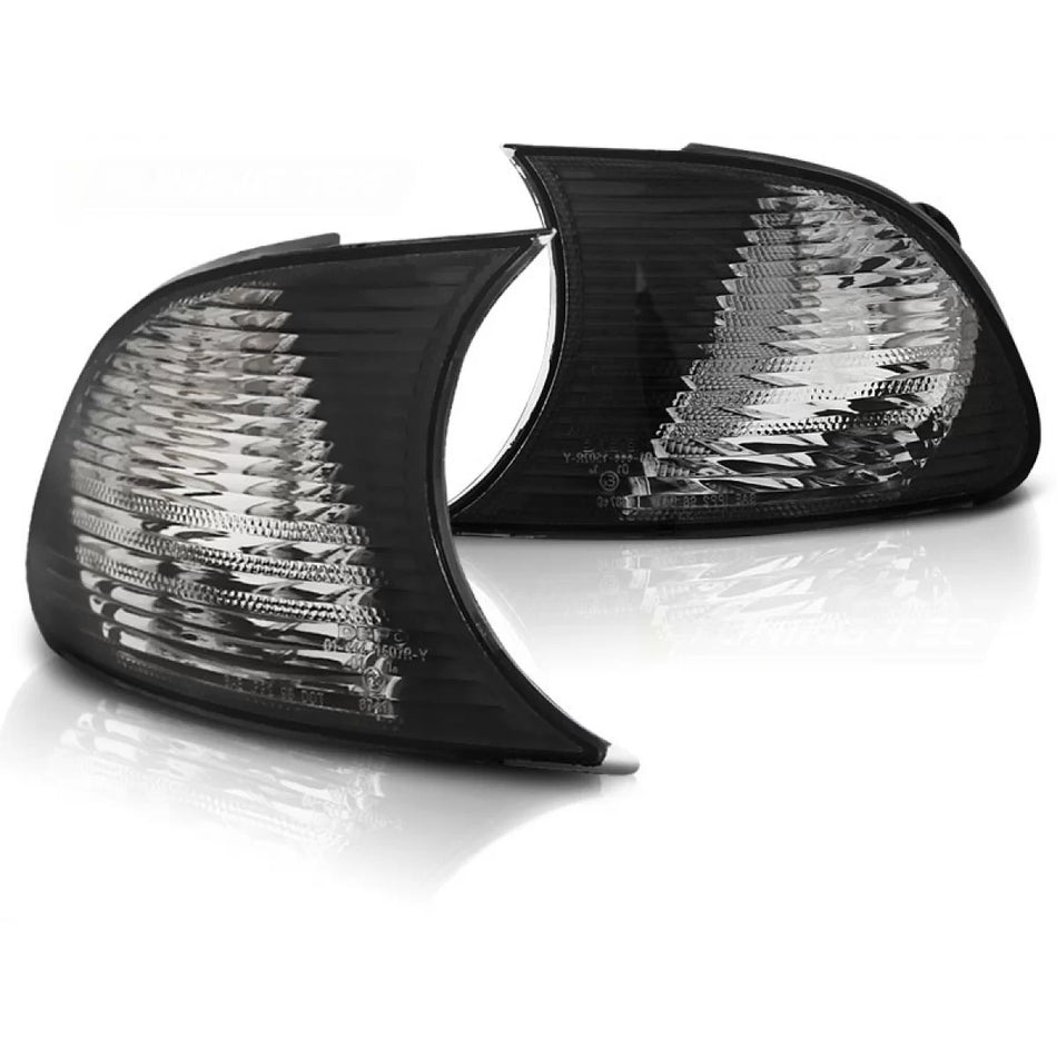 Set Indicatori Tuning Anteriore Dx Sx Cromato con Cornice Fumè BMW Serie 3 E46