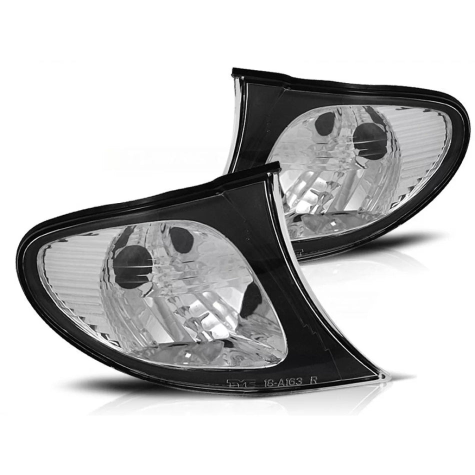 Set Indicatori Tuning Anteriore Cromato Nero Dx Sx per BMW Serie 3 E46 2001-2005