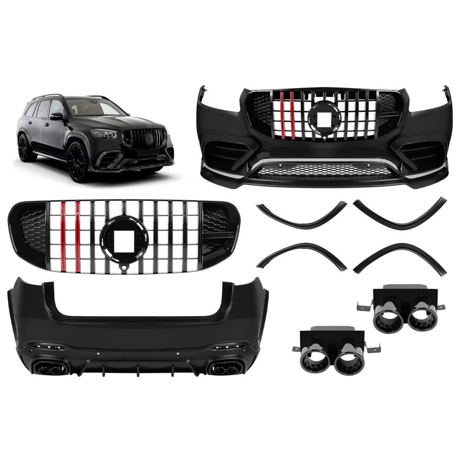 Kit Tuning Paraurti Anteriore Nero Lucido per Mercedes GLS X167 2020-2023