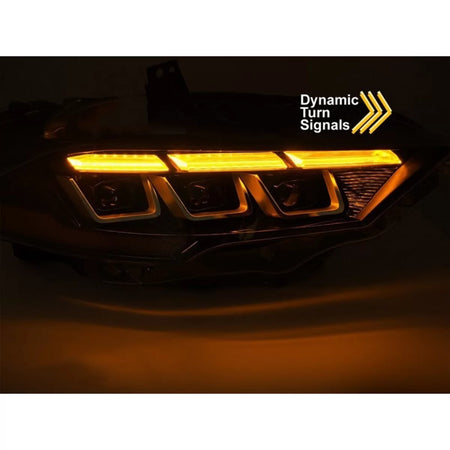 Fari LED Tuning con Base Nera e Frecce Dinamiche per Ford Mustang 2018-2021