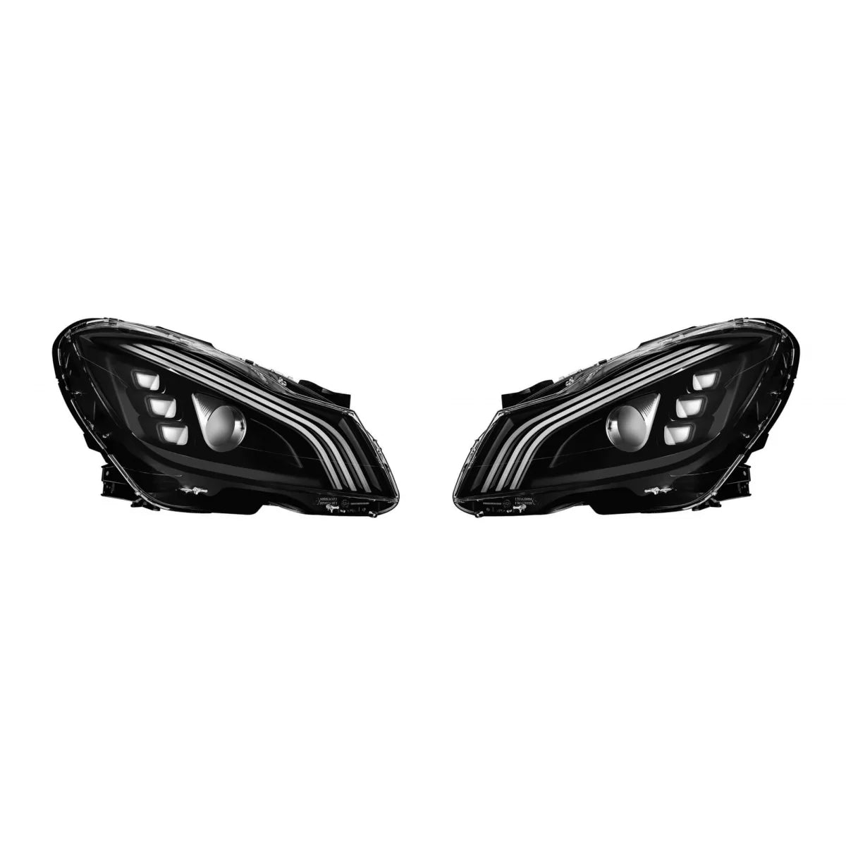 Fari LED Anteriori Tuning Cromati per Mercedes Classe C W204 2011-2014 Dx Sx