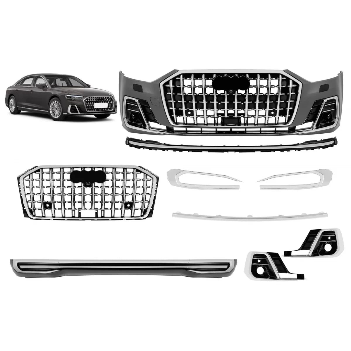 Pacchetto Tuning con Elementi Cromati per Audi A8 D5 2017-2022 Conversione D5pa