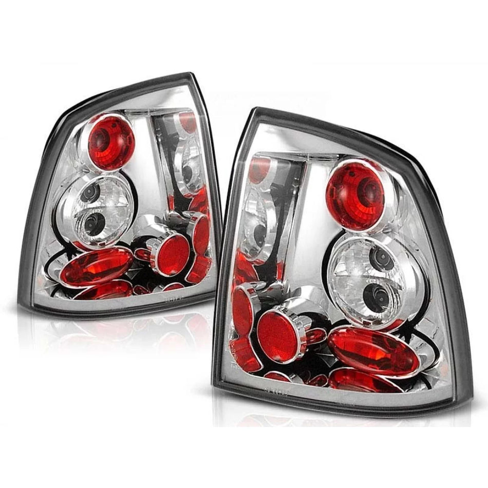 Fanali Posteriori Tuning Cromati Sinistro e Destro per Opel Astra G