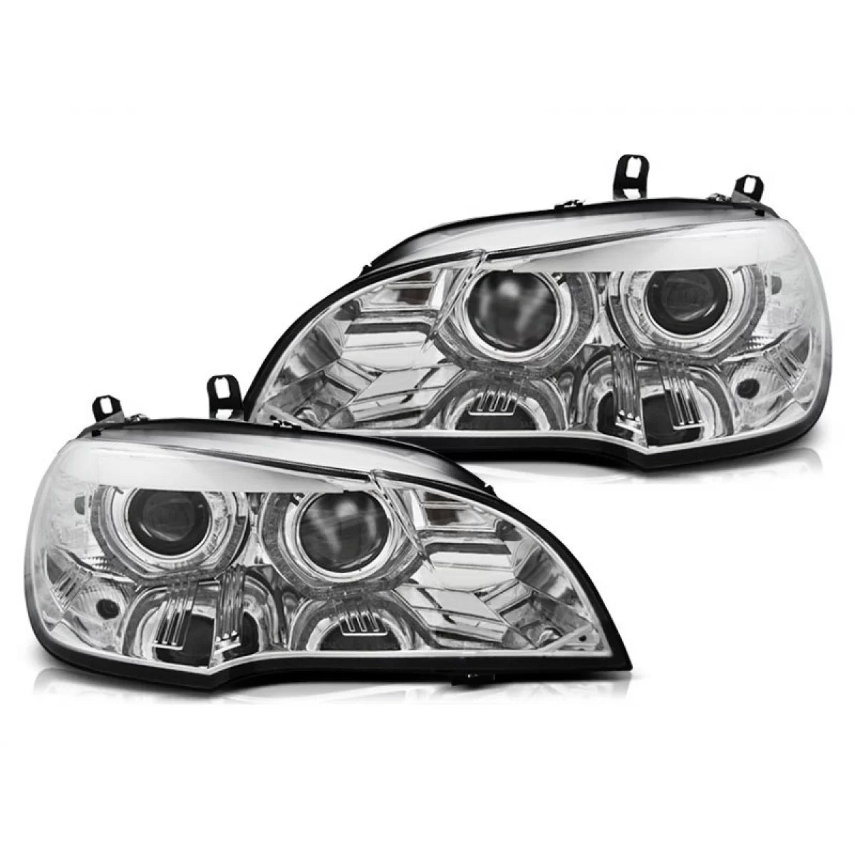 Kit Fari allo Xeno Anteriore Sinistro e Destro con Base Cromata per BMW X5 E70