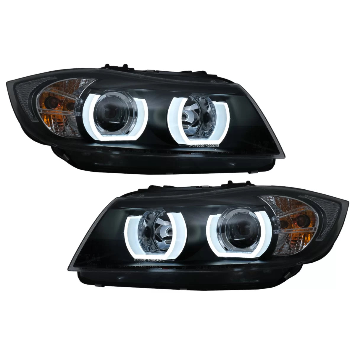 Fari Anteriori LED 3D Halogeni Neri per BMW Serie 3 E90 E91 2005-2008 LHD