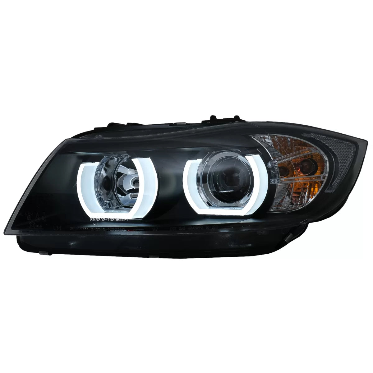 Fari Anteriori LED 3D Halogeni Neri per BMW Serie 3 E90 E91 2005-2008 LHD