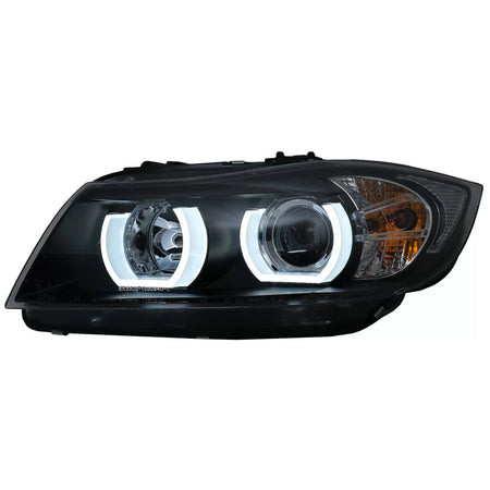 Fari Anteriori LED 3D Halogeni Neri per BMW Serie 3 E90 E91 2005-2008 LHD