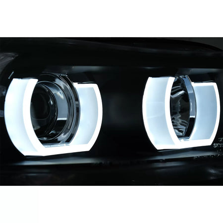 Fari Anteriori LED 3D Halogeni Neri per BMW Serie 3 E90 E91 2005-2008 LHD