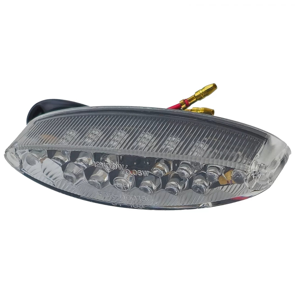 Fanale Posteriore LED Mini Ovale Fumé con Luce Targa per Moto Universale