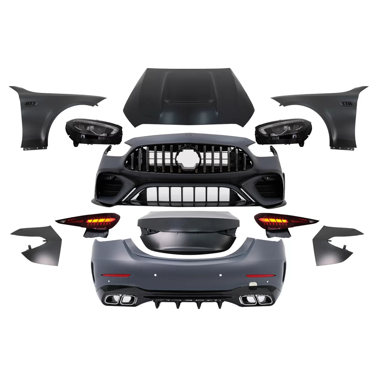 Body Kit Anteriore C63 Design per Mercedes Classe C W205 Facelift 2018-2022 LHD
