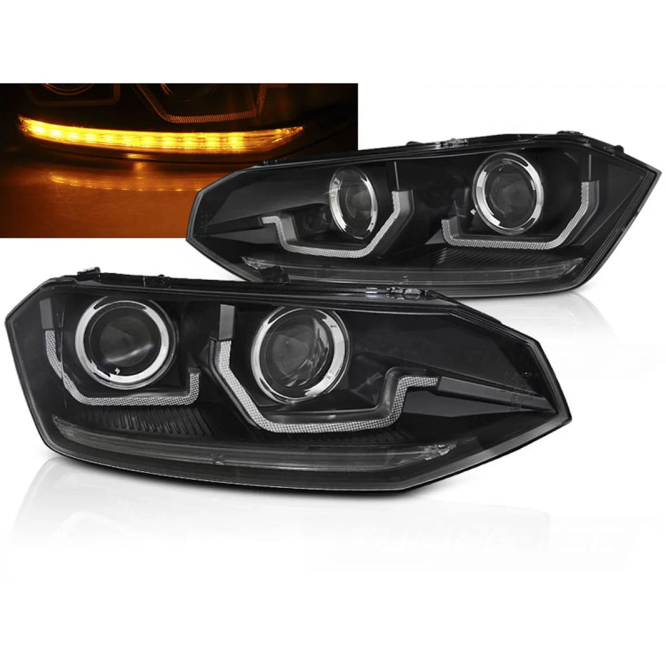 Fanale Anteriore Destro LED Nero per Volkswagen Polo Vi 2G 17-21 Sequenziale