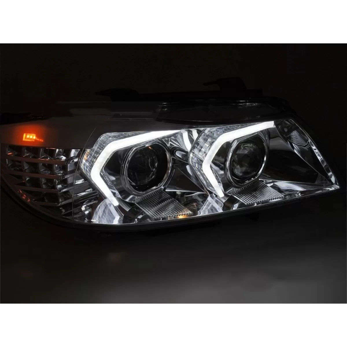 Fari Xenon con Base Cromata per BMW Serie 3 E90 E91 LCI 2009-2011