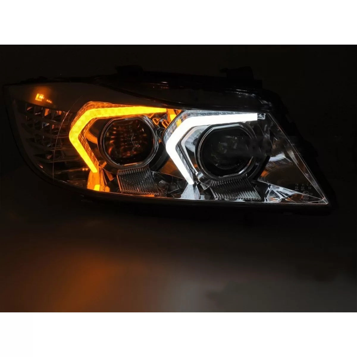 Fari Xenon con Base Cromata per BMW Serie 3 E90 E91 LCI 2009-2011