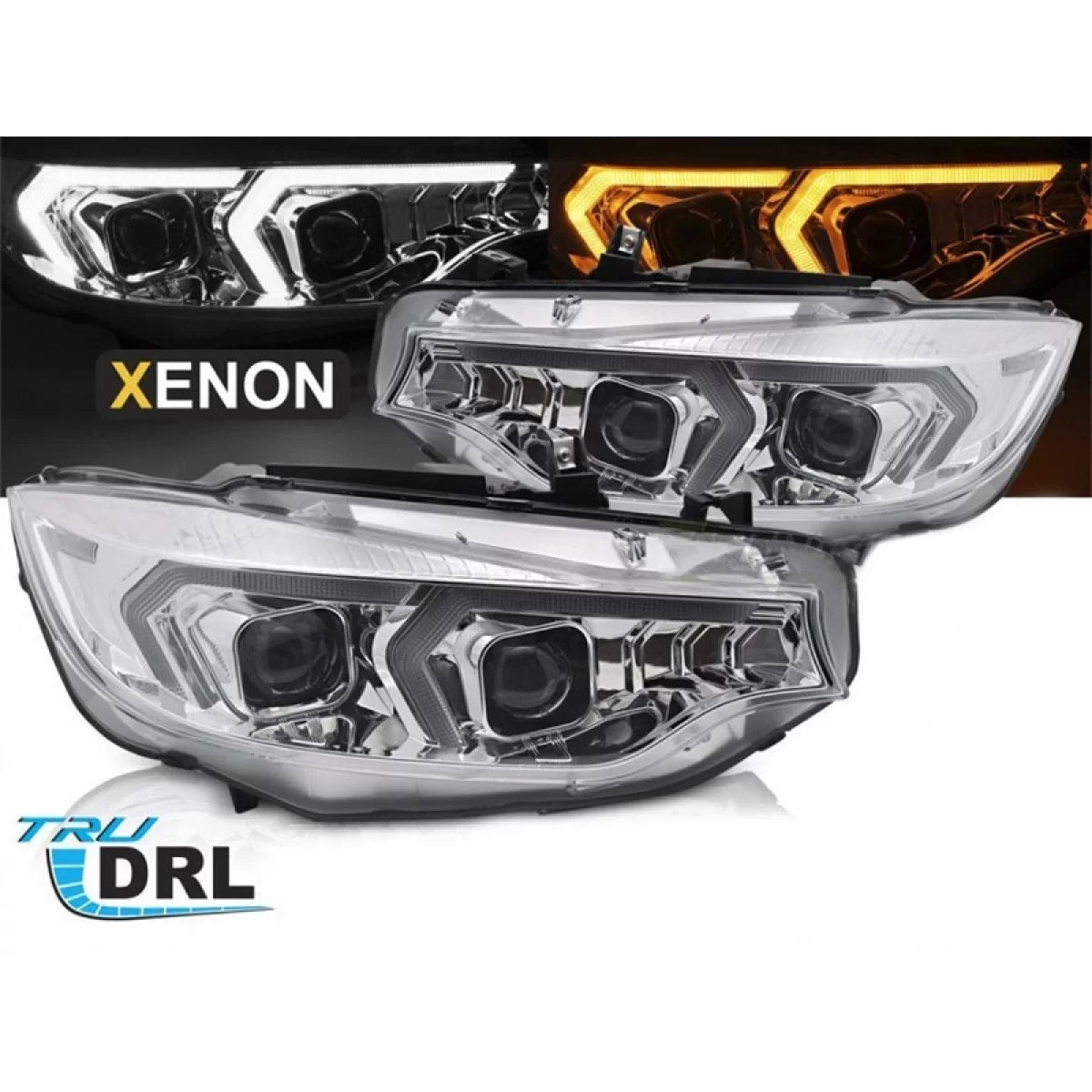 Fari Xenon Anteriore Sinistro e Destro con Base Cromata per BMW Serie 4 F32