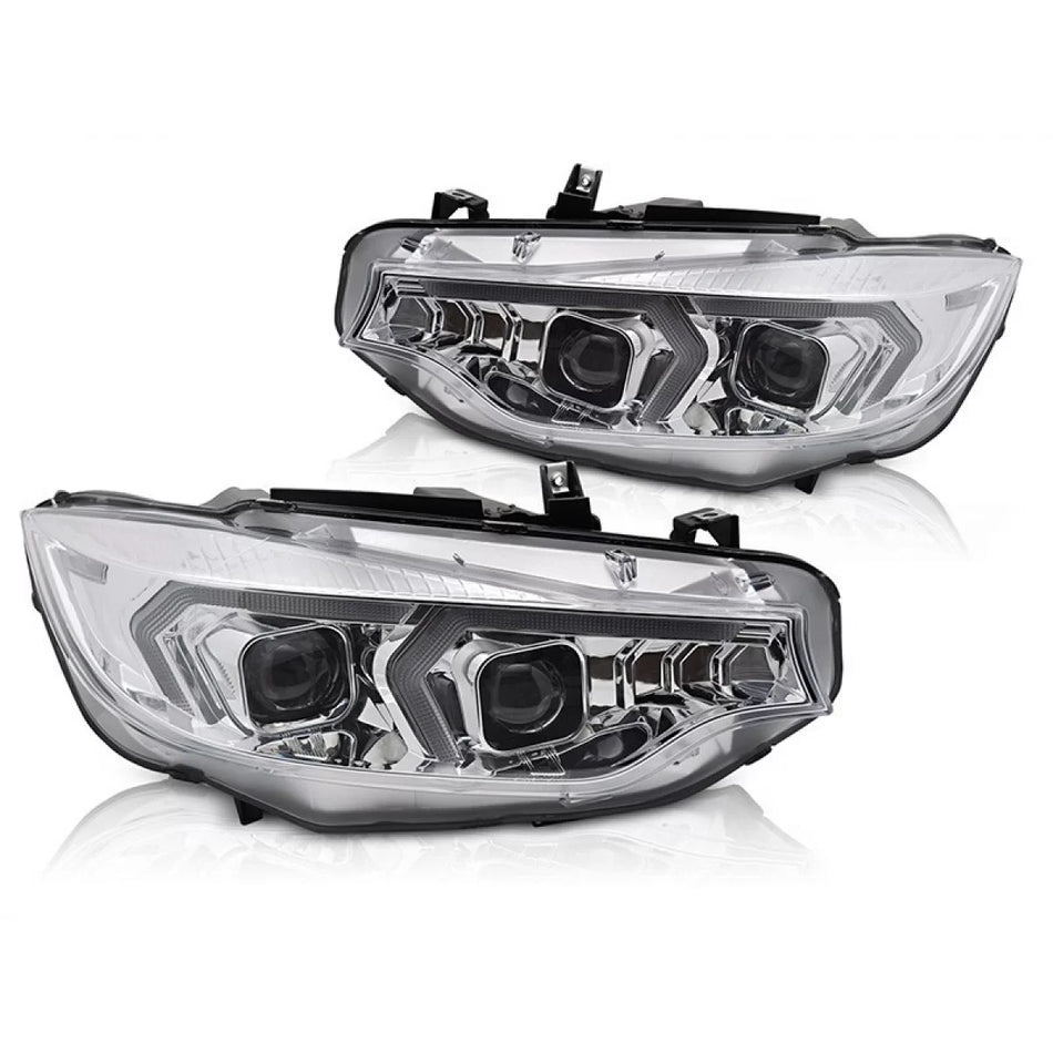 Fari Xenon Anteriore Sinistro e Destro con Base Cromata per BMW Serie 4 F32