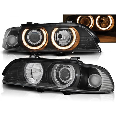 Fari Xenon Angel Eyes Neri Anteriori per BMW E39 09.95-06.03