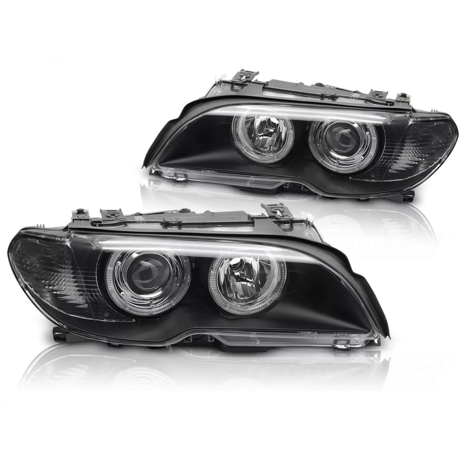Fari Xenon Occhi di Angelo Neri Anteriori per BMW E46 03-06 Coupé Cabrio