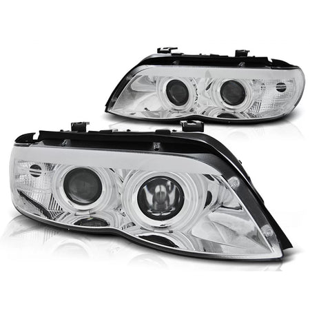 Fari allo Xeno con Angel Eyes Cromati Anteriore BMW X5 E53 11.03-06