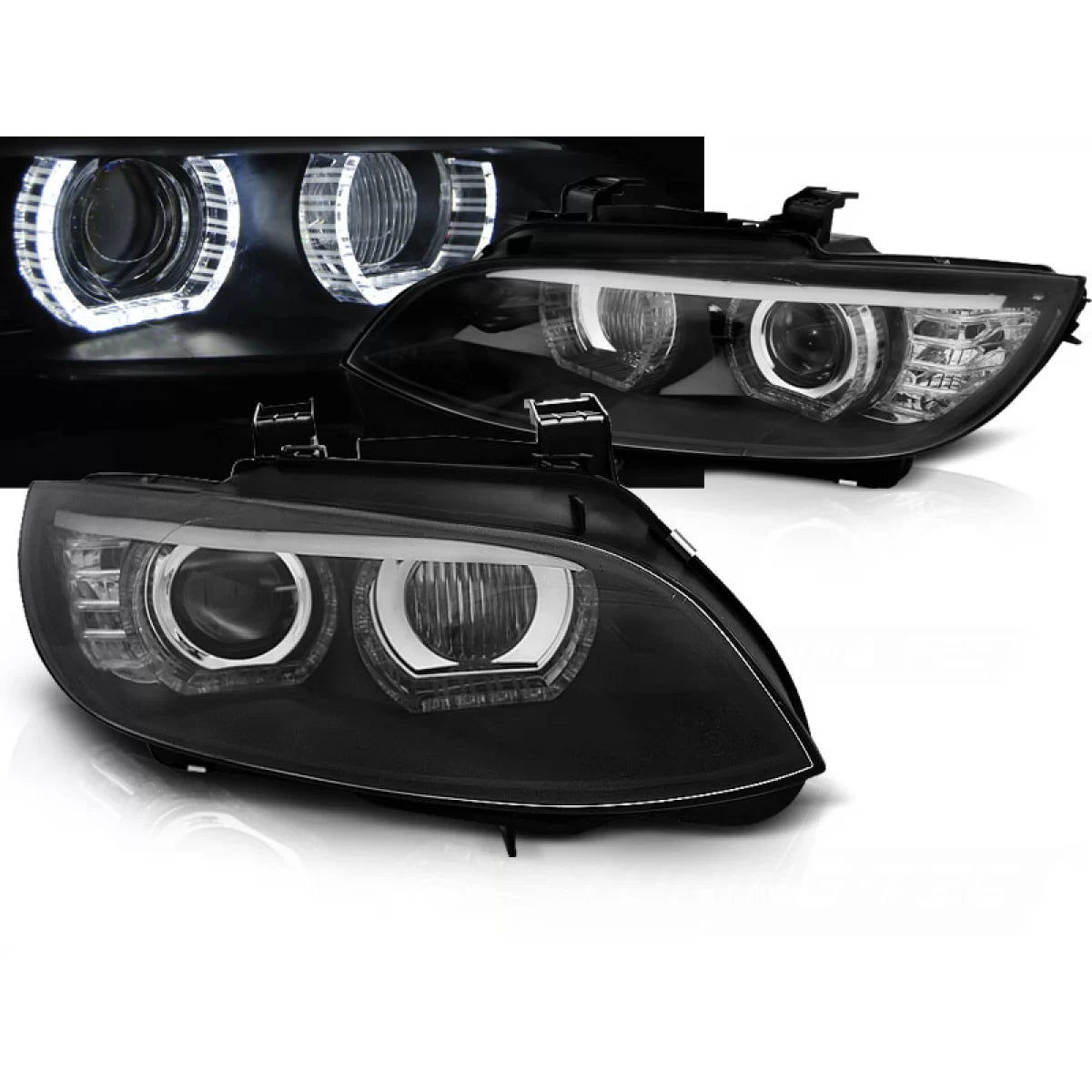 Fari Xenon Angel Eyes LED Neri con Afs per BMW E92 E93 06-10