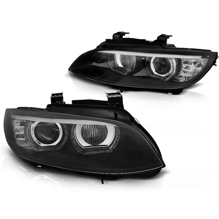 Fari Xenon Angel Eyes LED Neri con Afs per BMW E92 E93 06-10