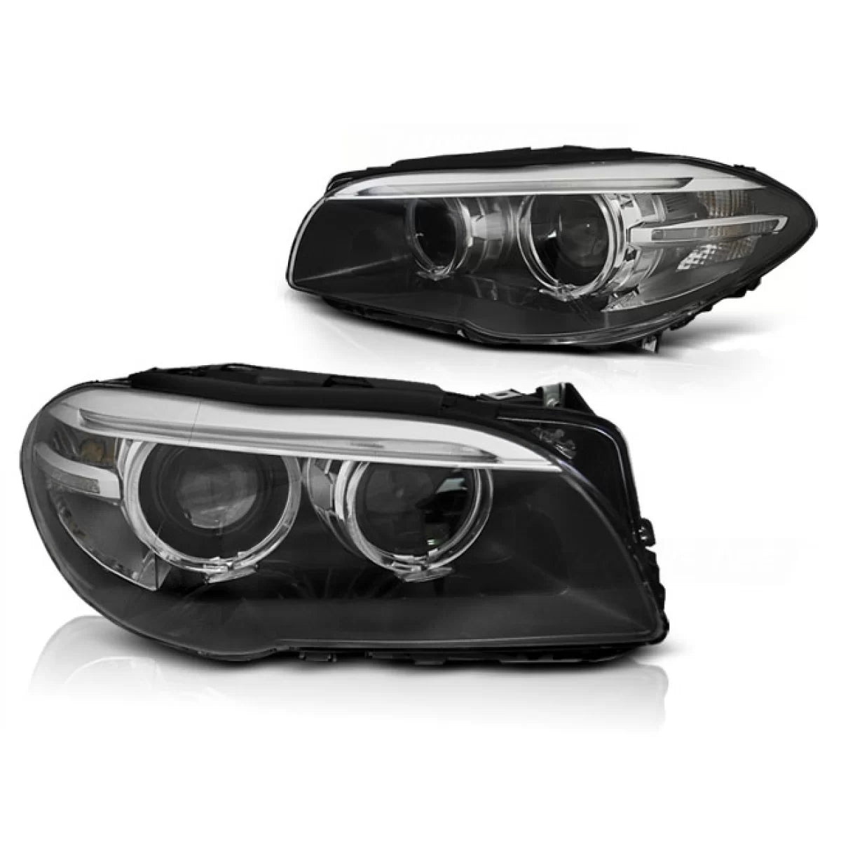 Fari Xenon Angel Eyes LED DRL Neri Anteriori per BMW F10 F11 10-07.13