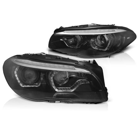 Fari Xenon Angel Eyes LED DRL Neri Anteriori per BMW F10 F11 LCI 13-16