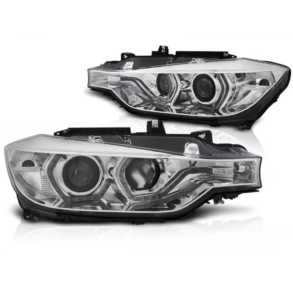 Fari Xenon Angel Eyes LED DRL Cromati Anteriori per BMW F30 F31 10.11-05.15
