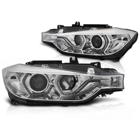 Fari Xenon Angel Eyes LED DRL Cromati Anteriori per BMW F30 F31 10.11-05.15