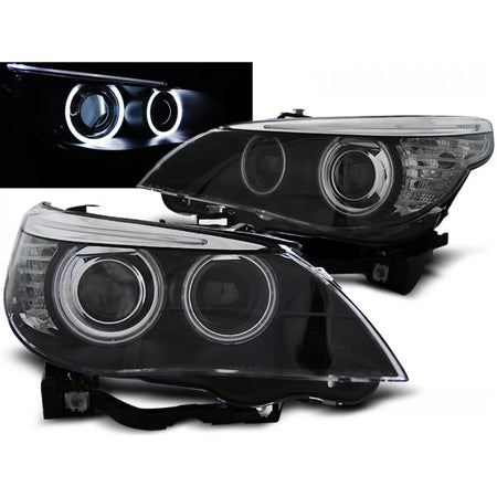 Fari Xenon D2S Occhi di Angelo CCFL Neri per BMW E60 E61 03-04