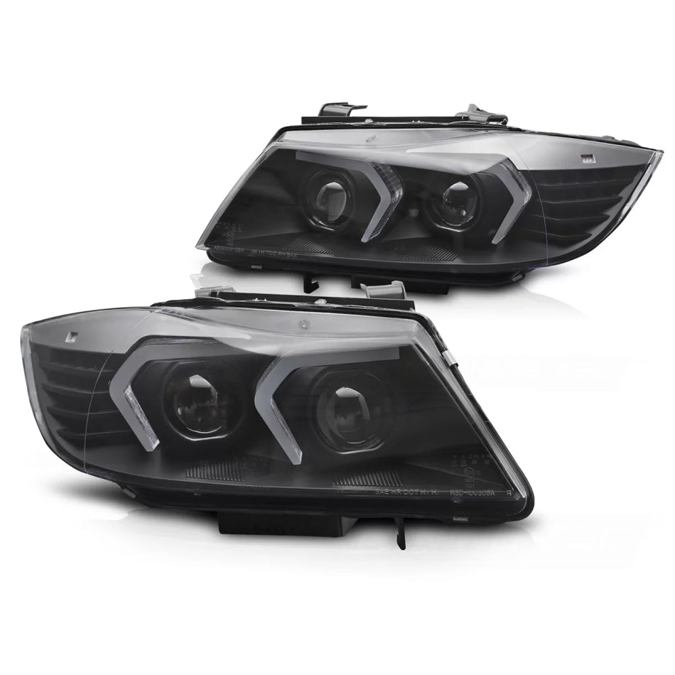 Fari Xenon LED Neri Anteriori per BMW E90 E91 LCI 09-11