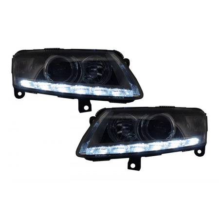 Fari Xenon LED con Luci Diurne Cromati Senza Afs per Audi A6 4F 2004-2008 LHD