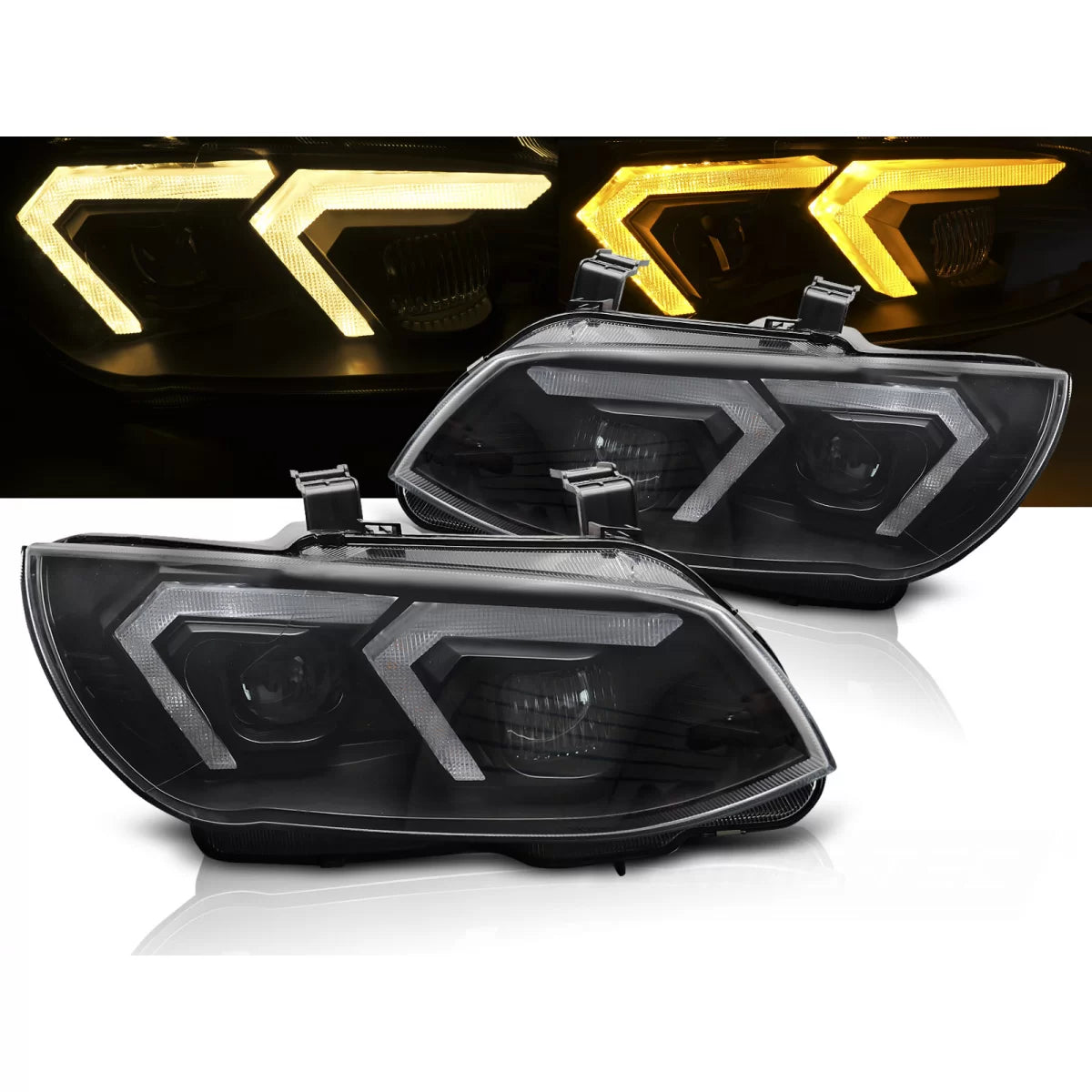 Fari Xenon LED Gialli DRL Neri Anteriori per BMW E92 E93 LCI 10-13