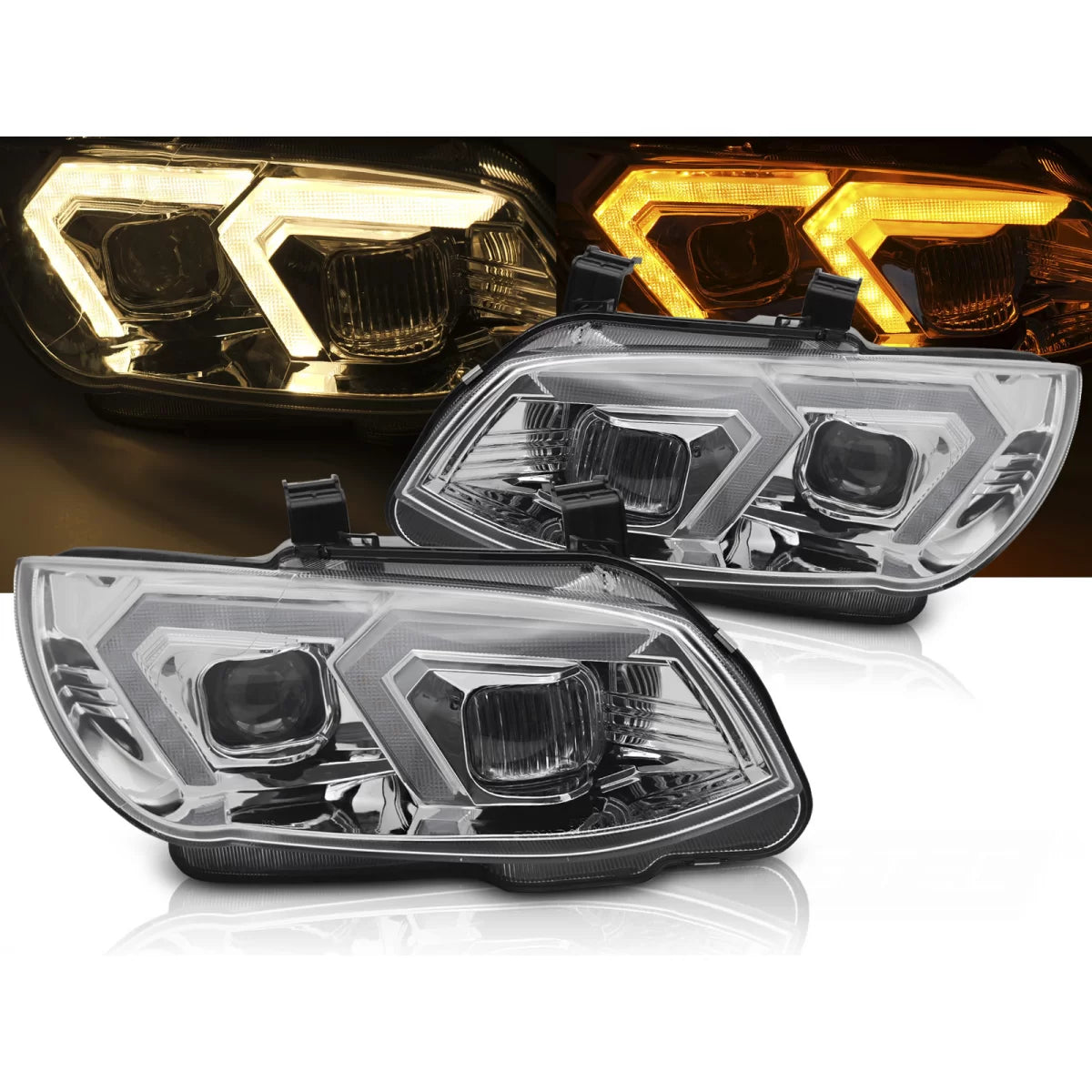 Fari Anteriori Xenon LED Gialli Cromati Luci Diurne per BMW E92 E93 LCI 10-13