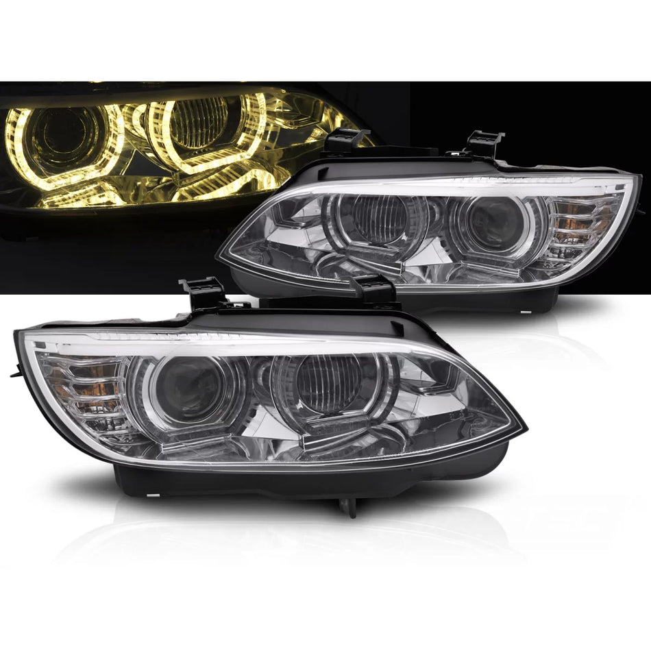 Fari Xenon LED Gialli Cromati Luci Diurne per BMW E92 E93 06-10