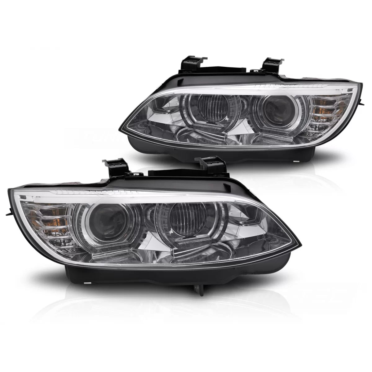 Fari Xenon LED Gialli Cromati Luci Diurne per BMW E92 E93 06-10