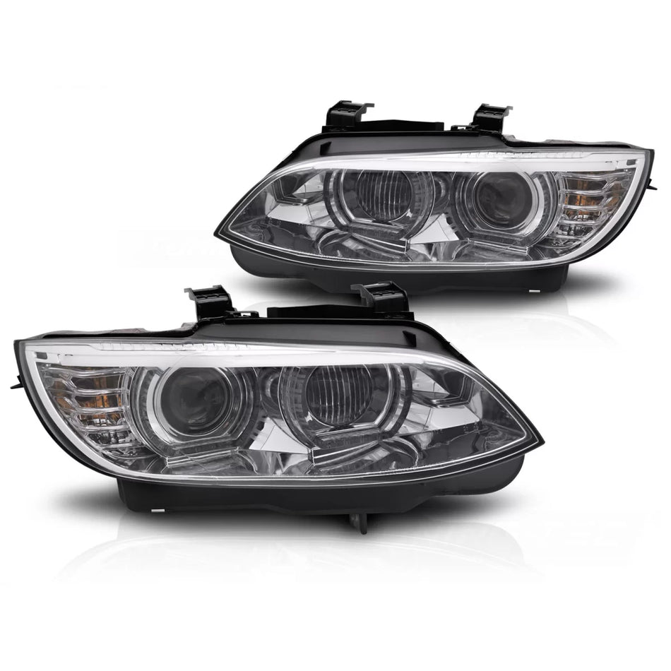Fari Xenon LED Gialli Cromati Luci Diurne per BMW E92 E93 06-10